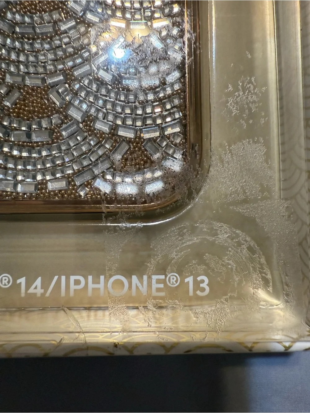 Poppy Rhinestone Embellished Clear Phone Case with Rose Gold Accents